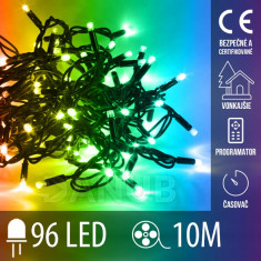 LED vánoční řetěz vnější i vnitřní - 10 m, RGB, ovladač, programy, časovač