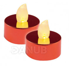 LED čajová svíčka, lesklá červená, 2ks, 3V