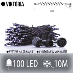 VIKTORIE spojovatelný LED světelný řetěz vnější - 100LED - 10M Studený bílý