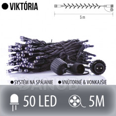 VIKTORIE spojovatelný LED světelný řetěz vnější - 50LED - 5M Studený bílý