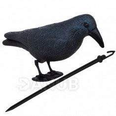 SPRINGOS Odpuzovač plašič ptáků stojící vrána -11x39x18,5cm modro-černá