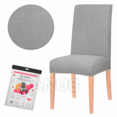 SPRINGOS Návlek na židli univerzální - šedá mřížka