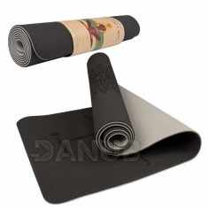 SPRINGOS Yoga podložka na cvičení Premium - černá-šedá - 183cm