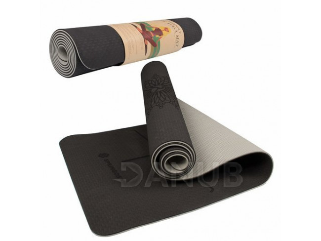 SPRINGOS Yoga podložka na cvičení Premium - černá-šedá - 183cm