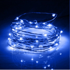Vánoční LED světelná mikro řetěz na baterie - 50LED - 4,9M Modrá
