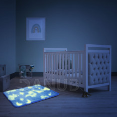 Svítící koberec - modrý s dinosaury, fosforeskující - 60 x 40 cm