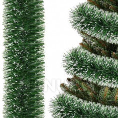 Vánoční girlanda - tmavě zelená/bílá - 3 m - průměr 10 cm