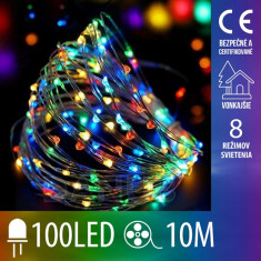Vánoční led světelný mikro řetěz vnější + programator - 100led - 10m multicolour
