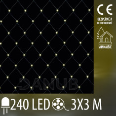 Vánoční led světelná síť vnejší - 240led - 3x3m - teplá bílá