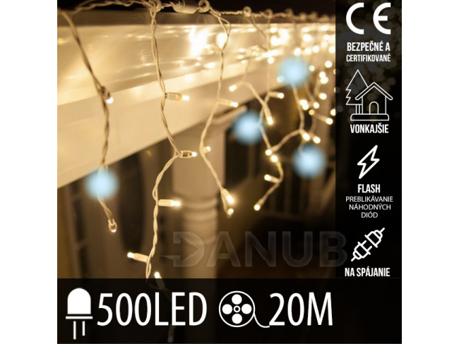 Vánoční led světelná záclona pro spojování venkovní flash - 500led - 20m teplá bílá / studená bílá