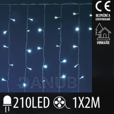 Vánoční led světelná záclona vnější - 210led - 1x2m studená bílá