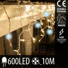 Vánoční LED světelná záclona venkovní FLASH - 600LED - 10M Teplá bílá / Studená bílá