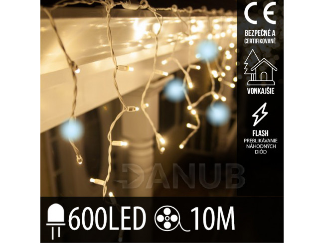 Vánoční LED světelná záclona venkovní FLASH - 600LED - 10M Teplá bílá / Studená bílá