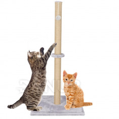 Springos Sisalové škrábadlo pro kočky s hračkou - světle šedé - 103,5 cm