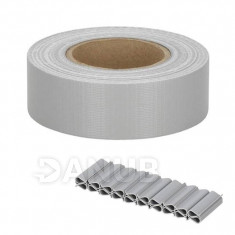 Springos Stínicí plotové pásky a klipy (20ks) - PVC - 35m x 4,75cm - 450 g/m2 - světle šedá