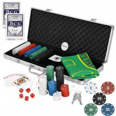 Pokerový set - kufřík + 500 žetonů + kostky + podložka