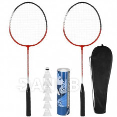 Springos Sada badmintonových raket 2 ks + 6ks košíků