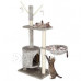 Springos Sisalové škrábadlo pro kočky s hračkami - 4-úrovně - 87 cm - tmavě šedé