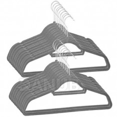 Springos Velurový věšák na oblečení - 20 ks - tmavě šedý