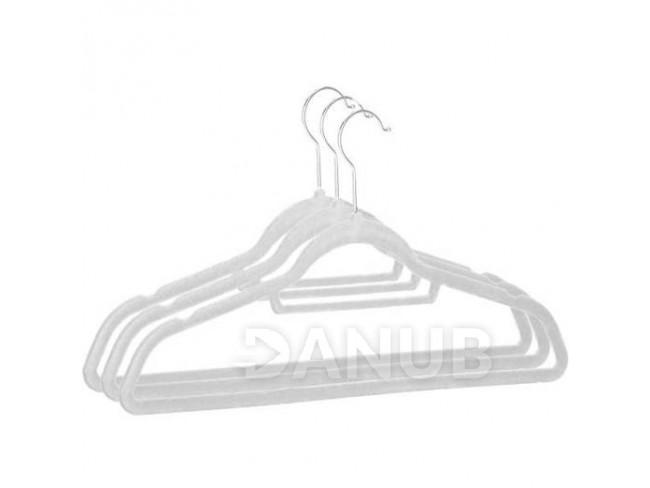 Springos Velurový věšák na oblečení - 3 ks - světle šedý