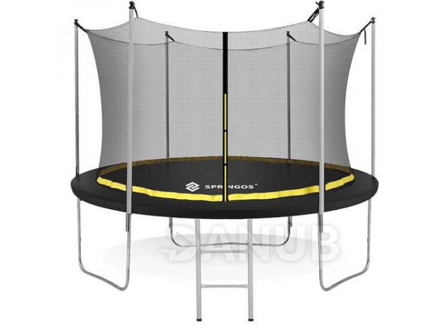 Springos Zahradní trampolína pro děti s vnitřní sítí a žebříkem - 305 cm