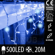 Vánoční led světelná záclona pro spojování vnější flash - 500led - 20m - modrá/studená bílá