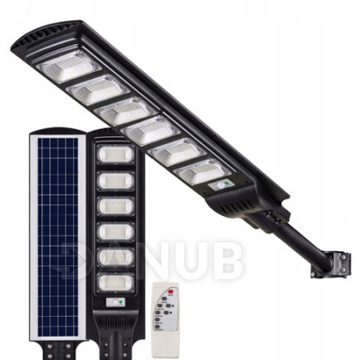 LED solární pouliční svítidlo 2000W - 6500K - s držákem a dálkovým ovládáním - černé