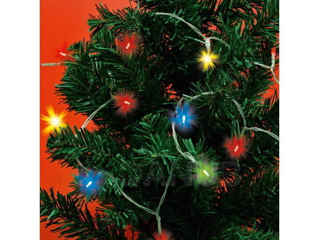 Vánoční LED světelný řetěz vnitřní na baterie s průsvitným kabelem - 30LED - 2,9m Multicolour