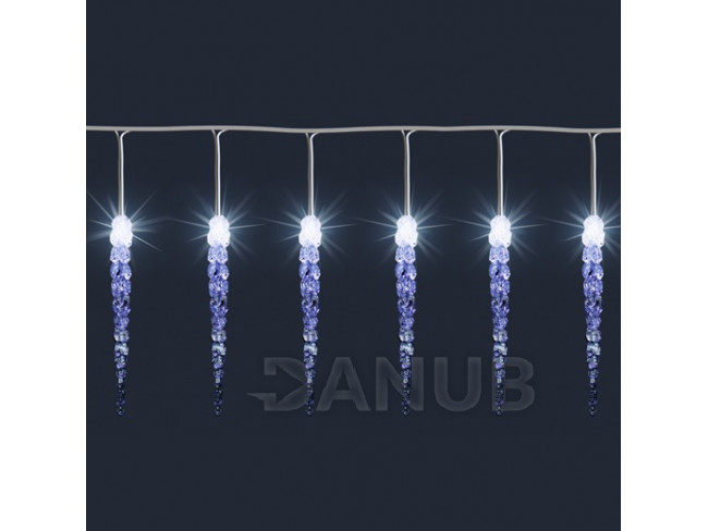 Vánoční LED světelný řetěz venkovní - 15 rampouchy - 50LED - 7,3m Studená bílá