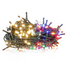 Vánoční LED světelný řetěz venkovní s časovačem + programátor + 2 barevné variace - 100LED - 7M Teplá bílá / Multicolour
