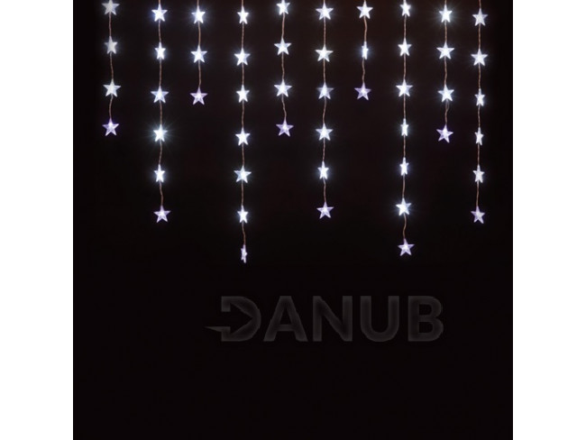 Vánoční LED světelná záclona vnitřní FLASH - závěs - hvězdy - 50LED - 1,35M Studená bílá