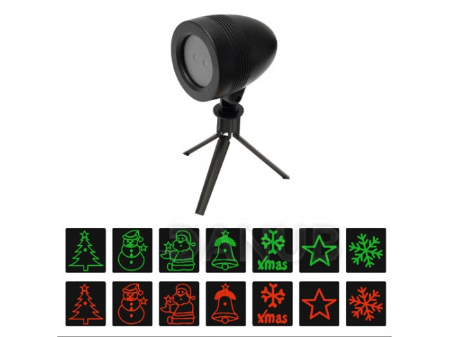 Vánoční LED světelný projektor vnější/vnitřní - 8 vzorů - Červená - Zelená