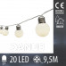 LED světelný řetěz venkovní - tvar hrušky - 20LED - 9,5m Teplá bílá