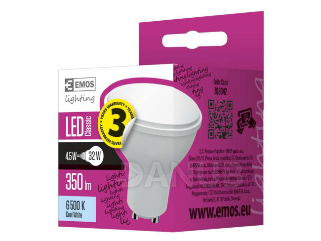 LED žárovka Classic 4,5W GU10 studená bílá