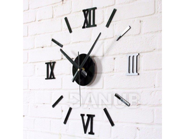 Nástěnné hodiny s římskými číslicemi - černé