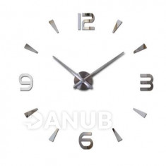 Stříbrné nástěnné hodiny velké 80-120cm - 4 číslice