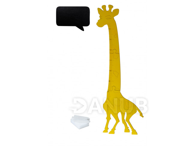 Dřevěný metr žirafa - 125 cm žlutý + tabule 32 x 44 cm