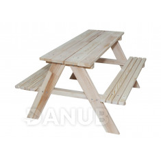 Zahradní nábytek pro děti, stůl + 2 dřevěné lavice, 92 x 78 x 52 cm