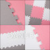 SPRINGOS Pěnové puzzle čtverce - 95,5x95,5x1cm - bílá, šedá, růžová