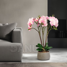 Umělá rostlina dekorace - orchidej - růžová - 58 cm