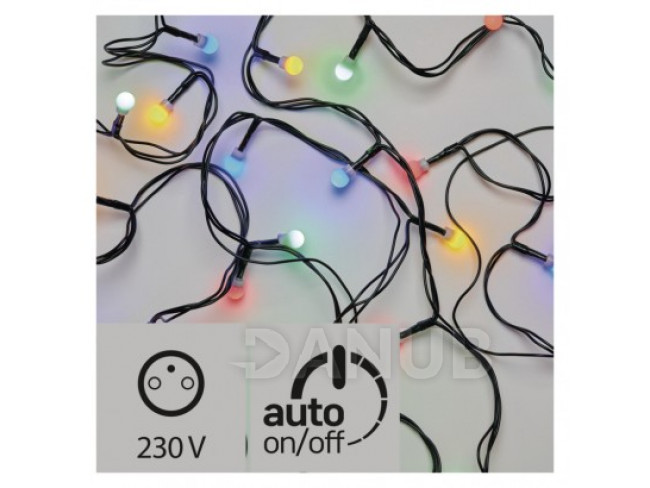 LED vánoční cherry řetěz - kuličky, 30m, multicolor, čas.