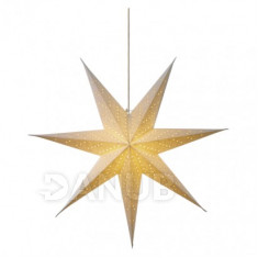 LED vánoční hvězda papírová bílá, 75cm, 2 × AA, teplá b.