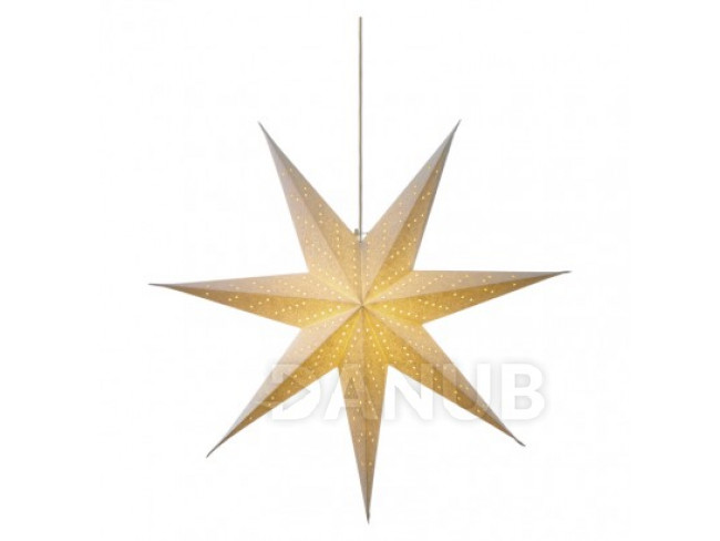 LED vánoční hvězda papírová bílá, 75cm, 2 × AA, teplá b.