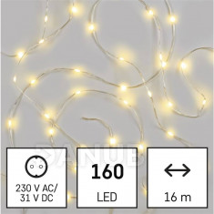 LED vánoční drop řetěz, 16 m, vnější i vnitřní, teplá bílá, časovač