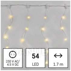 LED vánoční závěs – rampouchy, 1,7 m, vnější i vnitřní, teplá bílá, programy