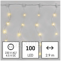 LED vánoční závěs – rampouchy, 2,9 m, vnější i vnitřní, teplá bílá, programy