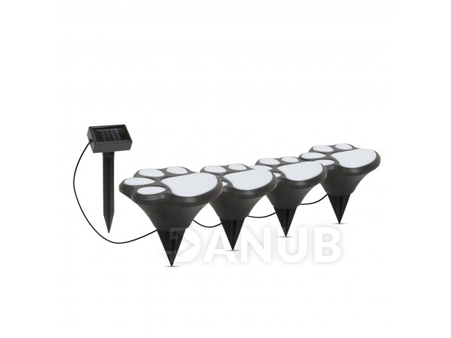 LED solární lampa - otisky psích nohou, zapichovateľné - plast - černá - 360 cm
