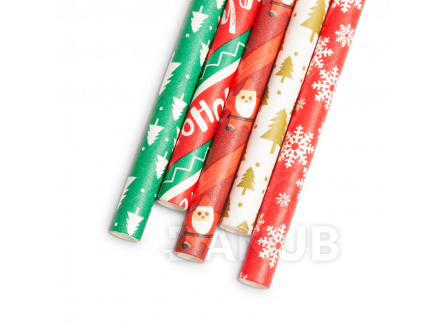 Papírová slámka - Vánoční - 197 x 6 mm - 25 ks / balení