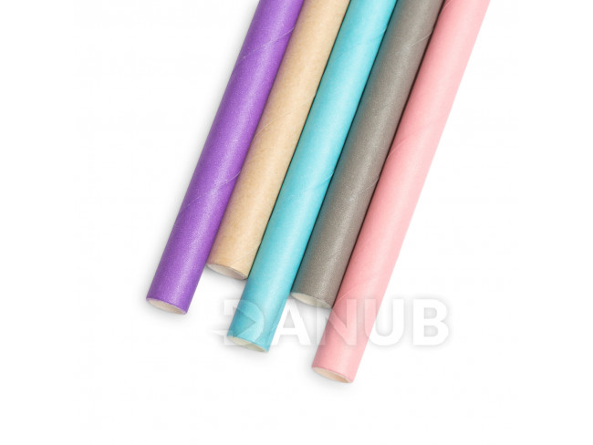 Papírová slámka - pastelová - 197 x 6 mm - 5 druhů - 150 ks / balení