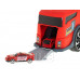 Transportér TIR 2v1 parkovací odtahové auto hasičů + 3 auta červené